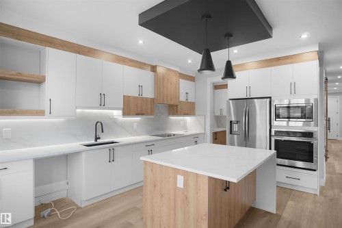 4007 41 Street, Beaumont, AB - Indoor Photo Showing Kitchen With Stainless Steel Kitchen With Upgraded Kitchen