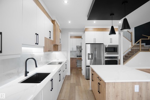 4007 41 Street, Beaumont, AB - Indoor Photo Showing Kitchen With Stainless Steel Kitchen With Upgraded Kitchen