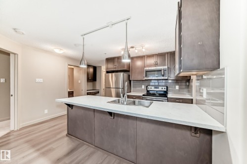 303 4008 Savaryn Drive, Edmonton, AB - Indoor Photo Showing Kitchen With Double Sink With Upgraded Kitchen