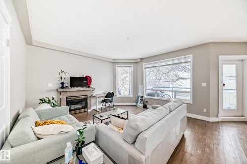 203 8108 109 Street, Edmonton, AB - Indoor Photo Showing Living Room With Fireplace
