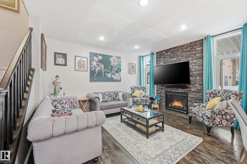 12410 171A Avenue, Edmonton, AB - Indoor Photo Showing Living Room With Fireplace