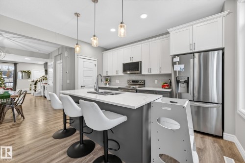 1318 Siskin Wynd, Edmonton, AB - Indoor Photo Showing Kitchen With Double Sink With Upgraded Kitchen