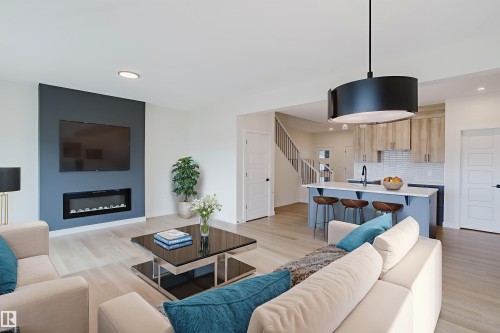 143 Catria Point(E), Sherwood Park, AB - Indoor Photo Showing Living Room With Fireplace