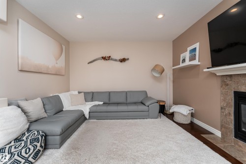 22 Vale Terrace, Fort Saskatchewan, AB - Indoor Photo Showing Living Room With Fireplace