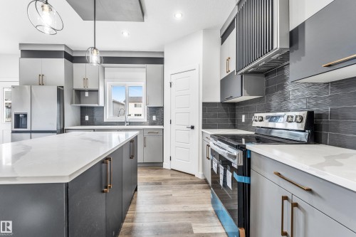 58 Patriot Way, Spruce Grove, AB - Indoor Photo Showing Kitchen With Upgraded Kitchen