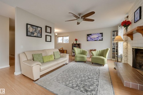 6704 94 Avenue, Edmonton, AB - Indoor Photo Showing Living Room With Fireplace
