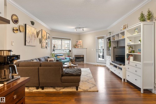 202 10116 80 Avenue, Edmonton, AB - Indoor Photo Showing Living Room With Fireplace