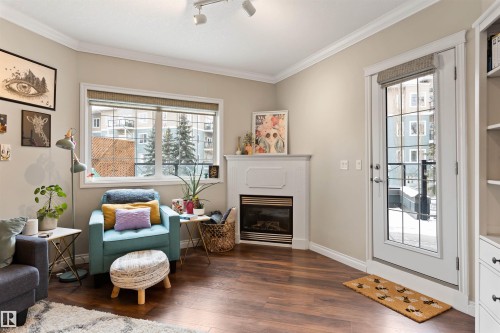 202 10116 80 Avenue, Edmonton, AB - Indoor Photo Showing Living Room With Fireplace