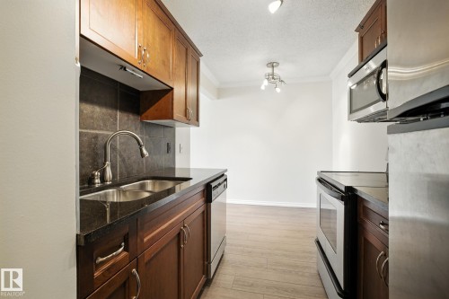 306 10160 83 Avenue, Edmonton, AB - Indoor Photo Showing Kitchen With Double Sink