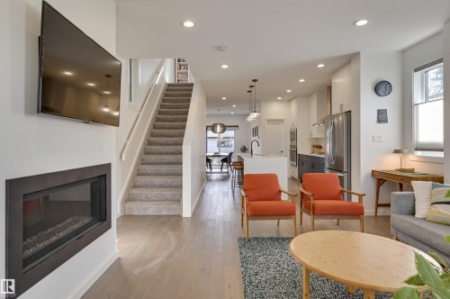 10411 144 Street, Edmonton, AB - Indoor Photo Showing Living Room With Fireplace