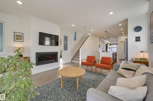 10411 144 Street, Edmonton, AB - Indoor Photo Showing Living Room With Fireplace