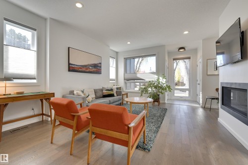 10411 144 Street, Edmonton, AB - Indoor Photo Showing Living Room With Fireplace
