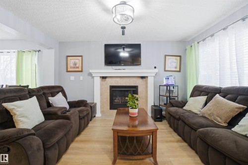 5515 Stevens Crescent, Edmonton, AB - Indoor Photo Showing Living Room With Fireplace