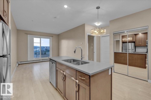 227 1008 Rosenthal Boulevard, Edmonton, AB - Indoor Photo Showing Kitchen With Double Sink