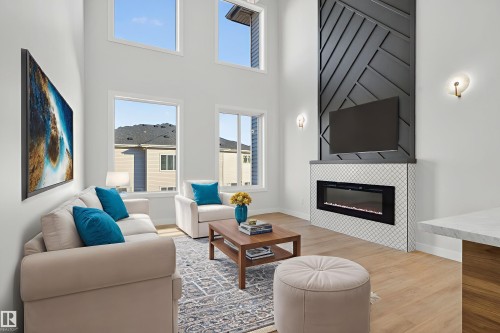 17 Hull Wynd, Spruce Grove, AB - Indoor Photo Showing Living Room With Fireplace