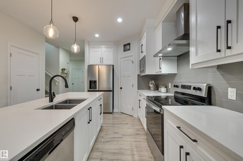 7234 Chivers Place, Edmonton, AB - Indoor Photo Showing Kitchen With Double Sink With Upgraded Kitchen