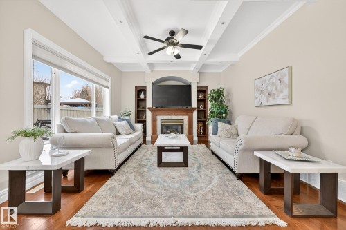 49 Loiselle Way, St. Albert, AB - Indoor Photo Showing Living Room With Fireplace