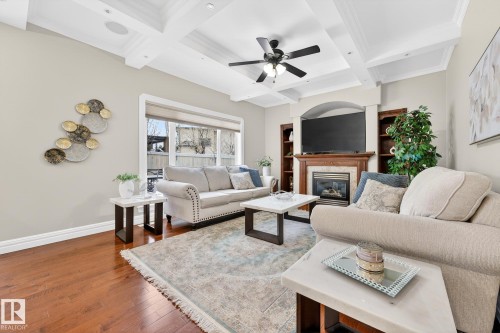 49 Loiselle Way, St. Albert, AB - Indoor Photo Showing Living Room With Fireplace