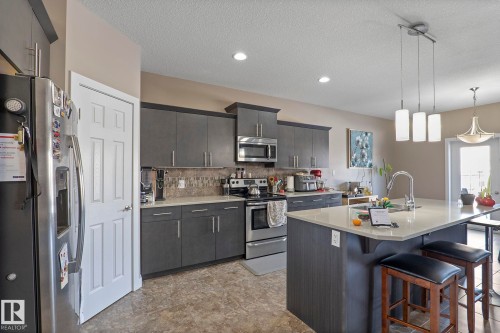 106 Hilldowns Drive, Spruce Grove, AB - Indoor Photo Showing Kitchen With Stainless Steel Kitchen With Upgraded Kitchen