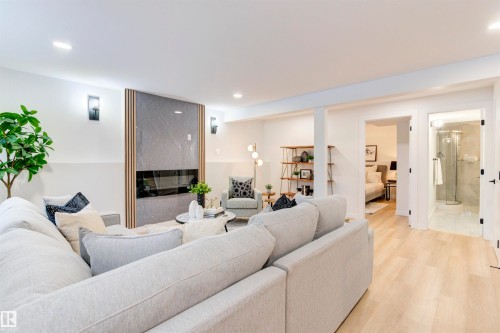 2712 41 Street, Edmonton, AB - Indoor Photo Showing Living Room With Fireplace