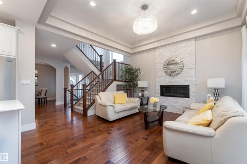 2504 Amerongen Crescent, Edmonton, AB - Indoor Photo Showing Living Room With Fireplace