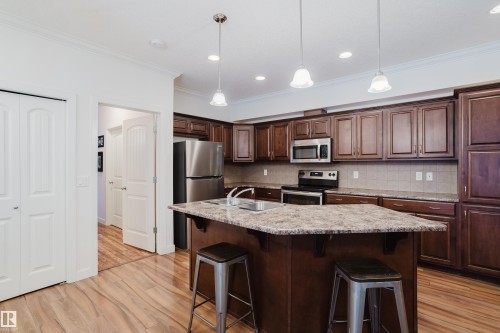 98 7293 South Terwillegar Drive, Edmonton, AB - Indoor Photo Showing Kitchen With Stainless Steel Kitchen With Double Sink With Upgraded Kitchen