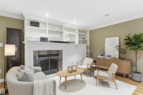 10615 134 Street, Edmonton, AB - Indoor Photo Showing Living Room With Fireplace