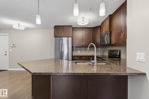 104 2207 44 Avenue Nw, Edmonton, AB - Indoor Photo Showing Kitchen With Stainless Steel Kitchen With Double Sink With Upgraded Kitchen