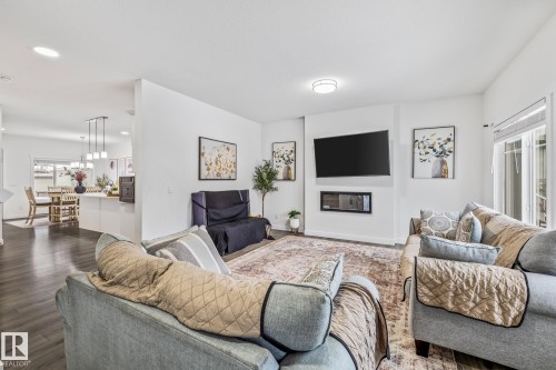 34 Eden Link, Fort Saskatchewan, AB - Indoor Photo Showing Living Room With Fireplace