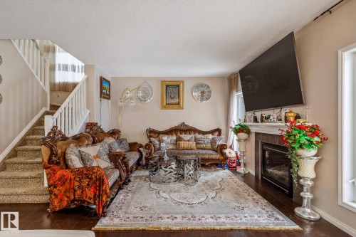 17116 121 Street, Edmonton, AB - Indoor Photo Showing Living Room With Fireplace
