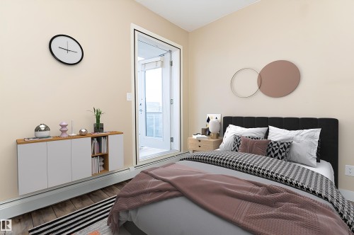Spacious Bedroom with walkout patio - 904 10136 104 Street Nw, Edmonton, AB - Indoor Photo Showing Bedroom