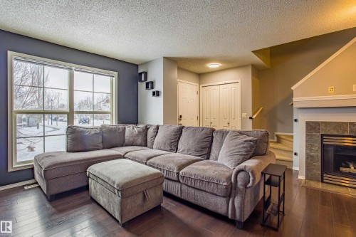 7312 19A Avenue, Edmonton, AB - Indoor Photo Showing Living Room With Fireplace