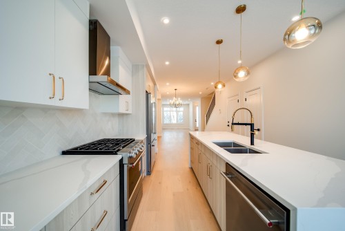 10649 81 Street, Edmonton, AB - Indoor Photo Showing Kitchen With Double Sink With Upgraded Kitchen