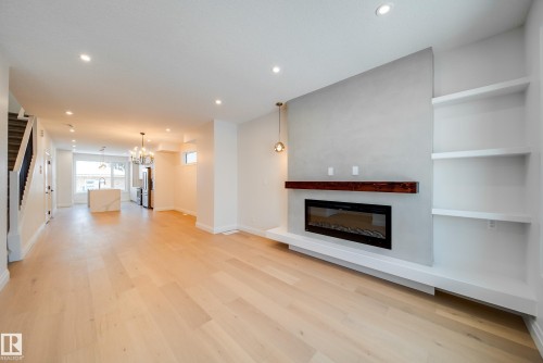 10649 81 Street, Edmonton, AB - Indoor Photo Showing Living Room With Fireplace