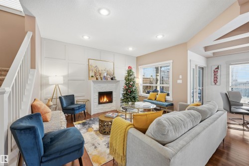 2292 Warry Loop, Edmonton, AB - Indoor Photo Showing Living Room With Fireplace