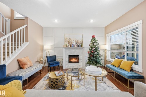 2292 Warry Loop, Edmonton, AB - Indoor Photo Showing Living Room With Fireplace