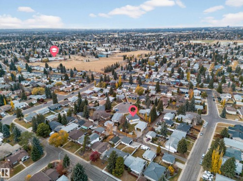 Aerial view of property and surrounding area featuring nearby suburban area - 11147 36A Avenue, Edmonton, AB - Outdoor With View