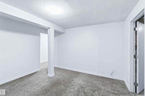 Finished basement with a textured ceiling and carpet floors - 115 Deer Ridge Drive, St. Albert, AB - Indoor Photo Showing Other Room