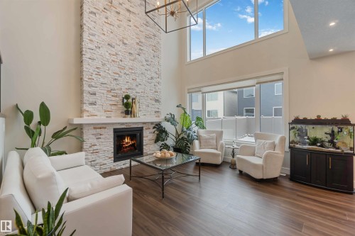 53 Deer Meadow Crescent, Fort Saskatchewan, AB - Indoor Photo Showing Living Room With Fireplace
