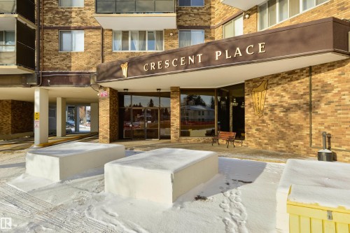 View of building exterior - 601 13910 Stony Plain Road, Edmonton, AB - Outdoor With Balcony