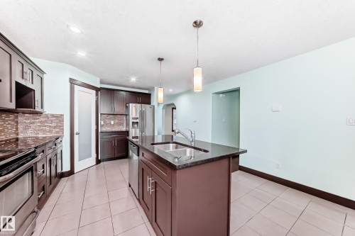 12910 128 Street, Edmonton, AB - Indoor Photo Showing Kitchen With Double Sink With Upgraded Kitchen