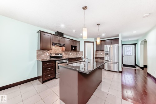 12910 128 Street, Edmonton, AB - Indoor Photo Showing Kitchen With Double Sink With Upgraded Kitchen