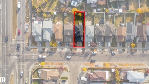Aerial view of property's location with property parcel outlined - 1711 37A Avenue, Edmonton, AB - 