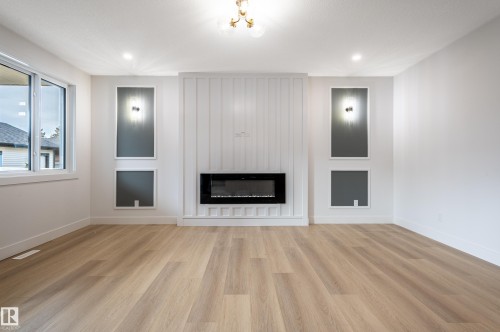 6229 Hampton Gray Avenue, Edmonton, AB - Indoor Photo Showing Living Room With Fireplace