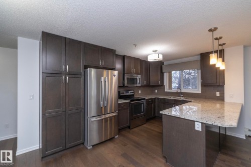 102 2203 44 Avenue, Edmonton, AB - Indoor Photo Showing Kitchen With Stainless Steel Kitchen With Upgraded Kitchen