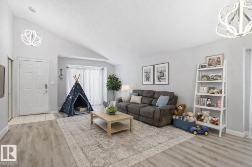 3623 24 Avenue, Edmonton, AB - Indoor Photo Showing Living Room With Fireplace