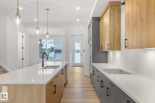 9926 157 Street, Edmonton, AB - Indoor Photo Showing Kitchen With Double Sink With Upgraded Kitchen