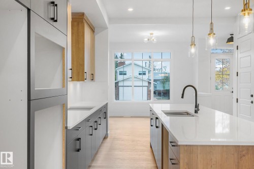 9926 157 Street, Edmonton, AB - Indoor Photo Showing Kitchen With Double Sink With Upgraded Kitchen