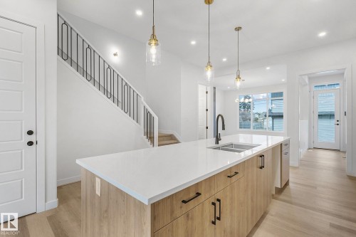 9926 157 Street, Edmonton, AB - Indoor Photo Showing Kitchen With Double Sink With Upgraded Kitchen