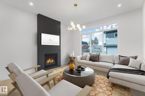 9926 157 Street, Edmonton, AB - Indoor Photo Showing Living Room With Fireplace